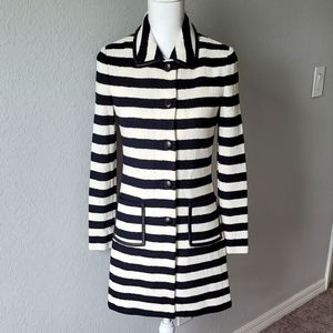 St John Knits Striped Topper w Leather Detailing